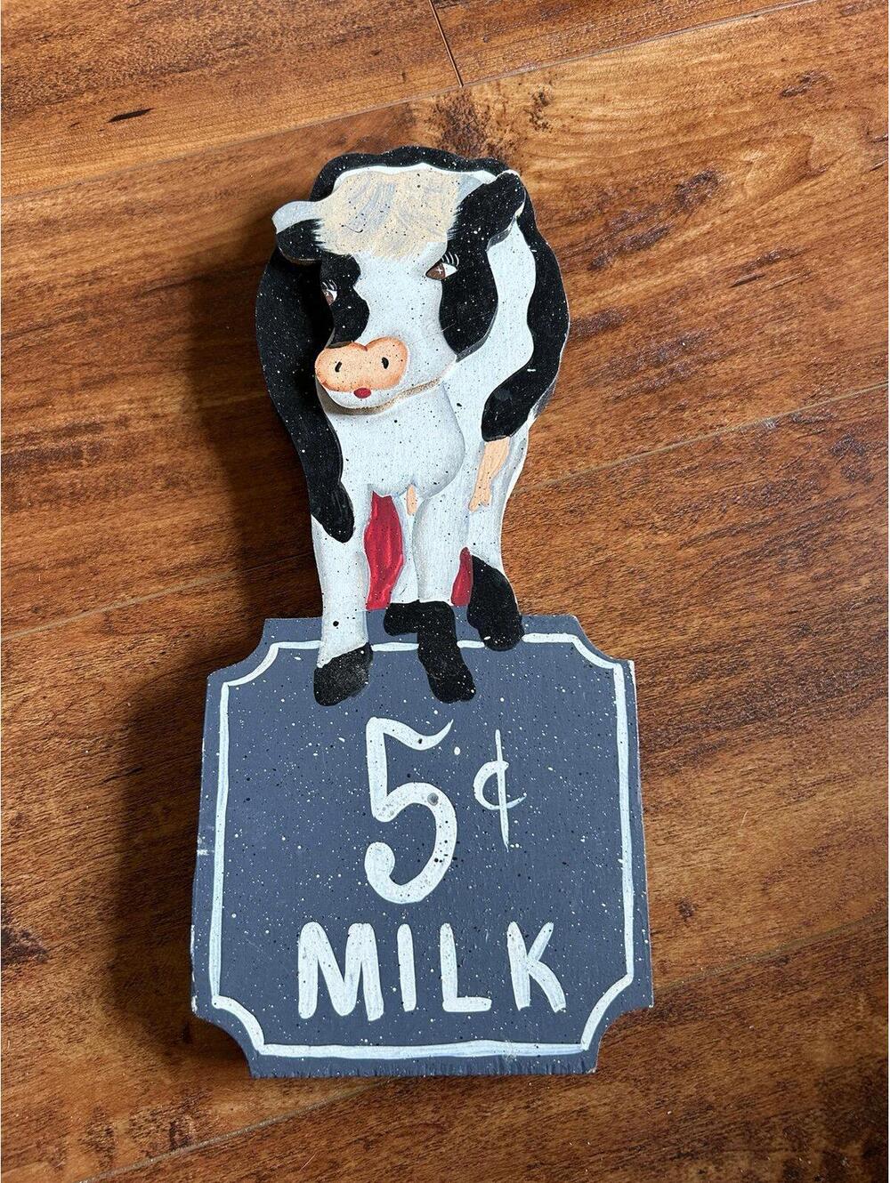 Cow with Milk for Sale & Cocoa 5€ Set of 2 Wall Plaques Vintage